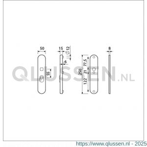 Ami VHB 250/15 KT veiligheidslangschild SKG*** kerntrekbeveiliging ovaal VHB 250/50/15 buiten KT 55 en binnen blind F1 deurdikte 38-42 mm 656123