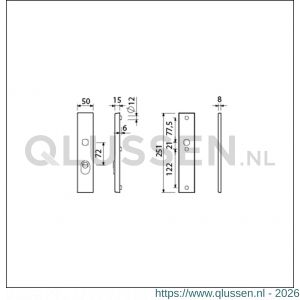 Ami VHB 250/15 KT veiligheidslangschild SKG*** kerntrekbeveiliging ovaal VHB 250/50/15 buiten KT 72 en binnen blind F1 deurdikte 38-42 mm 656143