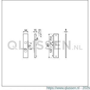 Ami VHB 250/15 KT veiligheidslangschild SKG*** kerntrekbeveiliging ovaal VHB 250/50/15 buiten KT 72 en binnen blind F1 deurdikte 53-57 mm 656145