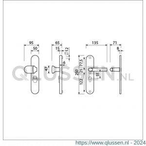 Ami VHB 250/15-145 KT veiligheids knop-kruk langschildgarnituur SKG*** kerntrekbeveiliging ovaal VHB 250/50/15 KT 55 knop 145 deurkruk 369 profielcilinder PC 55 F1 deurdikte 53-57 mm 656316