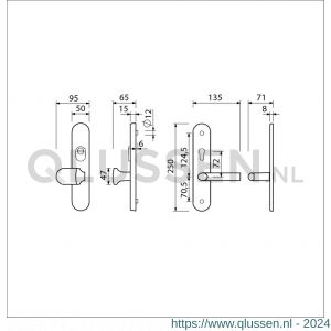 Ami VHB 250/15-145 KT senioren veiligheids knop-kruk langschildgarnituur SKG*** kerntrekbeveiliging ovaal omkeer VHB 250/50/15 KT 72 omkeer knop 145 en deurkruk 369 F1 deurdikte 38-42 mm 2G 656351