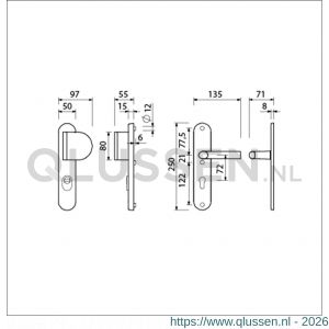 Ami VHB 250/15-90/83 KT veiligheids duwer-kruk langschildgarnituur SKG*** kerntrekbeveiliging ovaal VHB 250/50/15 KT 72 deurduwer 90/83 rechts en deurkruk 369 profielcilinder PC 72 F1 deurdikte 53-57 mm 656436