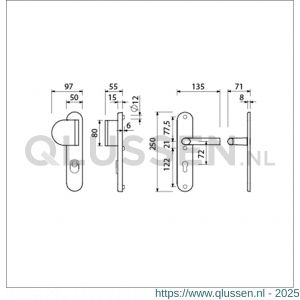 Ami VHB 250/15-90/83 KT veiligheids duwer-kruk langschildgarnituur SKG*** kerntrekbeveiliging ovaal VHB 250/50/15 KT 72 deurduwer 90/83 links en deurkruk 369 profielcilinder PC 72 F1 deurdikte 38-42 mm 656445