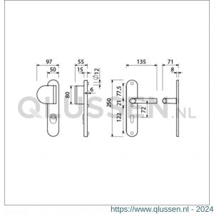 Ami VHB 250/15-90/83 KT veiligheids duwer-kruk langschildgarnituur SKG*** kerntrekbeveiliging ovaal VHB 250/50/15 KT 72 deurduwer 90/83 links en deurkruk 369 profielcilinder PC 72 F1 deurdikte 53-57 mm 656446