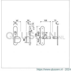 Ami VHB 250/15-90/83 KT senioren veiligheids duwer-kruk langschildgarnituur SKG*** kerntrekbeveiliging ovaal omkeer VHB 250/50/15 KT 72 omkeer 90/83 rechts en deurkruk 369 profielcilinder PC 72 omkeer F1 deurdikte 38-42 mm 656455