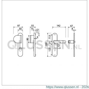 Ami VHB 250/15-90/83-378 KT veiligheids Rotaveer duwer-kruk langschildgarnituur SKG*** kerntrekbeveiliging ovaal VHB 250/50/15 KT 72 deurduwer 90/83 links en deurkruk 378 Rota profielcilinder PC 72 F1 deurdikte 38-42 mm 656631