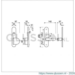 Ami VHB 250/15-90/83-378 KT senioren veiligheids Rotaveer duwer-kruk langschildgarnituur SKG*** kerntrekbeveiliging ovaal omkeer VHB 250/50/15 KT 72 omkeer deurduwer 90/83 rechts en deurkruk 378 Rota profielcilinder PC 72 omkeer F1 deurdikte 38-42 mm 6566