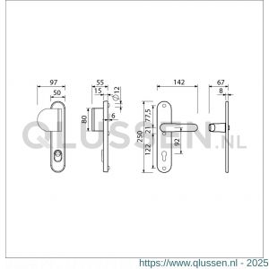 Ami VHB 250/15-90/83-378 KT veiligheids Rotaveer duwer-kruk langschildgarnituur SKG*** kerntrekbeveiliging ovaal VHB 250/50/15 KT 92 deurduwer 90/83 links en deurkruk 378 Rota profielcilinder PC 92 F1 deurdikte 53-57 mm 656672