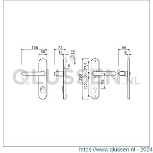 Ami VHB 250/15-386 KT veiligheids Rotaveer kruk-kruk langschildgarnituur SKG*** kerntrekbeveiliging ovaal VHB 386 Rota 250/50/15 KT 92 en profielcilinder PC 92 F1 deurdikte 38-42 mm 656721