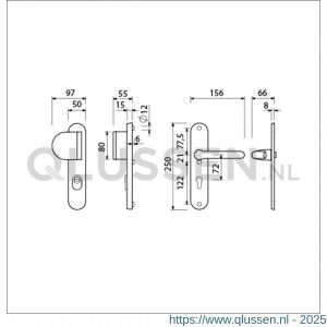 Ami VHB 250/15-90/83-386 KT veiligheids Rotaveer duwer-kruk langschildgarnituur SKG*** kerntrekbeveiliging ovaal VHB 250/50/15 KT 72 deurduwer 90/83 links en deurkruk 386 Rota profielcilinder PC 72 F1 deurdikte 38-42 mm 656831