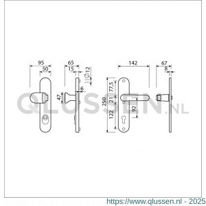 Ami VHB 250/15-145-378 KT veiligheids Rotaveer knop-kruk langschildgarnituur SKG*** kerntrekbeveiliging ovaal VHB knop 145 250/50/15 KT 92 binnen profielcilinder PC 92 en deurkruk 378 Rota F1 deurdikte 38-42 mm 656941