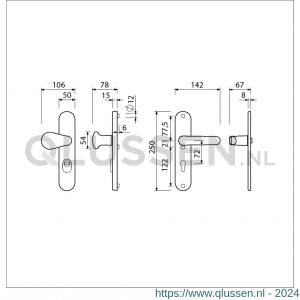 Ami VHB 250/15-173-378 KT veiligheids Rotaveer knop-kruk langschildgarnituur SKG*** kerntrekbeveiliging VHB 173 knop 378 Rota 250/50/15 buiten kerntrek KT 72 en binnen profielcilinder PC 72 F1 deurdikte 38-42 mm 656951