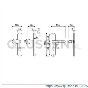 Ami VHB 250/15-173-386 KT veiligheids Rotaveer knop-kruk langschildgarnituur SKG*** kerntrekbeveiliging VHB 173 knop 386 Rota 250/50/15 buiten kerntrek KT 72 en binnen profielcilinder PC 72 F1 deurdikte 38-42 mm 656961