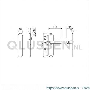 Ami VHB 250/50/1-378 veiligheids Rotaveer kruk-kruk langschildgarnituur SKG*** ovaal VHB 250/50/1 geheel blind 250/50/1 blind deurkruk 378 Rota F1 deurdikte 53-57 mm 689099