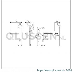 Ami VHB 250/50/1-386 veiligheids Rotaveer kruk-kruk langschildgarnituur SKG*** ovaal VHB 386 Rota 250/50/1 profielcilinder PC 72 F1 deurdikte 38-42 mm 689203