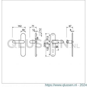 Ami VHB 250/50/1-378 veiligheids Rotaveer kruk-kruk langschildgarnituur SKG*** ovaal VHB deurkruk 378 Rota 250/50/1 blind en deurkruk 378 Rota profielcilinder PC 92 deurdikte 53-57 mm F1 689314