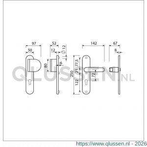 Ami VHB 250/50/1-90/83-378 veiligheids Rotaveer duwer-kruk langschildgarnituur SKG*** ovaal VHB 250/50/1 profielcilinder PC 72 deurduwer 90/83 rechts en deurkruk 378 Rota deurdikte 38-42 mm F1 689601
