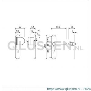 Ami VHB 250/50/1-90/83-386 veiligheids Rotaveer duwer-kruk langschildgarnituur SKG*** ovaal VHB 250/50/1 profielcilinder PC 72 deurduwer 90/83 rechts en deurkruk 386 Rota deurdikte 38-42 mm F1 689603