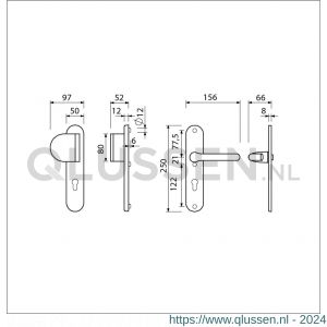 Ami VHB 250/50/1-90/83-386 veiligheids Rotaveer duwer-kruk langschildgarnituur SKG*** ovaal VHB 250/50/1 profielcilinder PC 72 deurduwer 90/83 links en deurkruk 386 Rota deurdikte 38-42 mm F1 689653