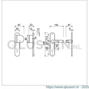 Ami VHB 250/50/1-90/83-378 veiligheids Rotaveer duwer-kruk langschildgarnituur SKG*** ovaal VHB 250/50/1 profielcilinder PC 92 deurduwer 90/83 rechts en deurkruk 378 Rota deurdikte 53/57 mm F1 689711