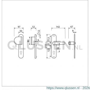 Ami VHB 250/50/1-90/83-378 veiligheids Rotaveer duwer-kruk langschildgarnituur SKG*** ovaal VHB 250/50/1 profielcilinder PC 92 deurduwer 90/83 links en deurkruk 378 Rota deurdikte 53-57 mm F1 689761