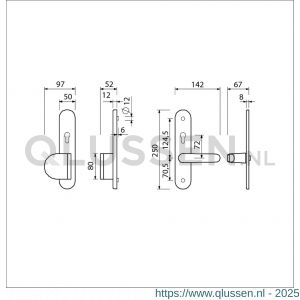 Ami VHB 250/50/1-90/83-378 senioren veiligheids Rotaveer duwer-kruk langschildgarnituur SKG** ovaal omkeer VHB 250/50/1 profielcilinder PC 72 omkeer deurduwer 90/83 links F1 en deurkruk 378 Rota profielcilinder PC 72 omkeer deurdikte 38-42 mm 689851