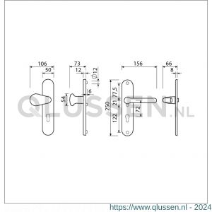 Ami VHB 250/50/1-173-386 veiligheids Rotaveer knop-kruk langschildgarnituur SKG*** ovaal VHB knop 173 250/50/1 buiten en binnen profielcilinder PC 72 deurkruk 386 Rota F1 deurdikte 38-42 mm 689921