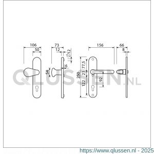 Ami VHB 250/50/1-173-386 veiligheids Rotaveer knop-kruk langschildgarnituur SKG*** ovaal VHB knop 173 250/50/1 buiten en binnen profielcilinder PC 92 deurkruk 386 Rota F1 deurdikte 53-57 mm 689927