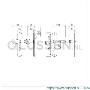 Ami VHB 250/50/1-173-378 veiligheids Rotaveer kruk-kruk langschildgarnituur SKG*** ovaal VHB deurkruk 173/378 Rota 250/50/1 profielcilinder PC 72 F1 deurdikte 38-42 mm 689931