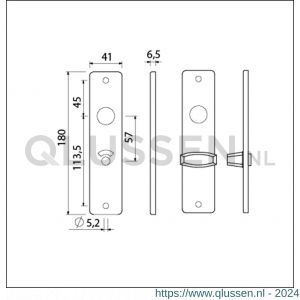 Ami 180/41 RH kortschild aluminium rondhoek toilet- en badkamersluiting WC 5/57 mm zwart RAL 9005 structuur finish 739161