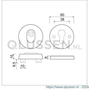 Ami VHB rond rozet veiligheidsrozet SKG*** VHB rozet rond 15 mm KT zwart RAL 9005 structuur finish deurdikte 38-42 mm 739705