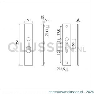 Ami VHB 251/15 KT veiligheidslangschild SKG*** kerntrekbeveiliging VHB 251/50/15 buiten KT 55 binnen profielcilinder PC 55 zwart deurdikte 38-42 mm 739710