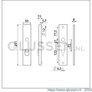 Ami VHB 251/15 KT veiligheidslangschild SKG*** kerntrekbeveiliging VHB 251/50/15 buiten KT 72 binnen profielcilinder PC 72 zwart deurdikte 53-57 mm 739722