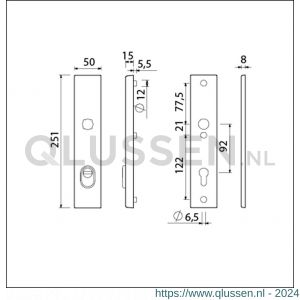 Ami VHB 251/15 KT veiligheidslangschild SKG*** kerntrekbeveiliging VHB 251/50/15 buiten KT 92 binnen profielcilinder PC 92 zwart deurdikte 38-42 mm 739730