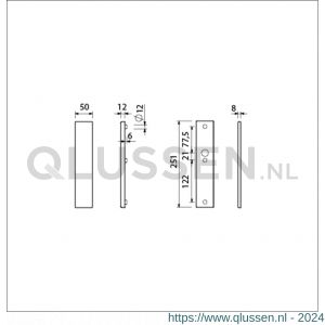 Ami VHB 251/50 veiligheidslangschild SKG*** VHB 251/50 buiten geheel blind binnen blind F2 deurdikte 38-42 mm 800022