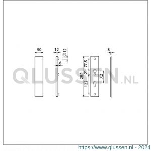 Ami VHB 251/50 veiligheidslangschild SKG*** VHB 251/50 buiten geheel blind binnen profielcilinder PC 72 F2 deurdikte 38-42 mm 800026