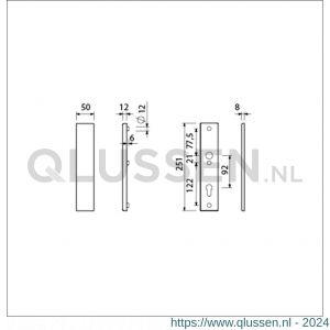 Ami VHB 251/50 veiligheidslangschild SKG*** VHB 251/50 buiten geheel blind binnen profielcilinder PC 92 F2 deurdikte 38-42 mm 800029