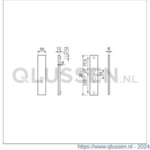 Ami VHB 251/50 veiligheidslangschild SKG*** VHB 251/50 buiten zonder krukgat binnen profielcilinder PC 55 F2 deurdikte 38-42 mm 800044