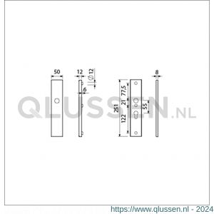 Ami VHB 251/50 veiligheidslangschild SKG*** VHB 251/50 buiten blind binnen profielcilinder PC 55 F2 deurdikte 53-57 mm 800073