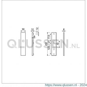 Ami VHB 251/50 veiligheidslangschild SKG*** VHB 251/50 buiten blind binnen profielcilinder PC 72 F2 deurdikte 53-57 mm 800076