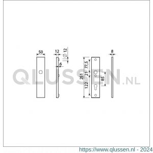 Ami VHB 251/50 veiligheidslangschild SKG*** VHB 251/50 buiten blind binnen profielcilinder PC 85 F2 deurdikte 53-57 mm 800079