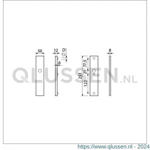 Ami VHB 251/50 veiligheidslangschild SKG*** VHB 251/50 buiten en binnen blind F2 deurdikte 38-42 mm 800101