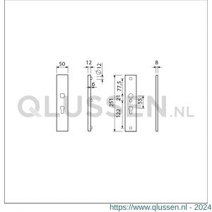 Ami VHB 251/50 veiligheidslangschild SKG*** VHB 251/50 buiten en binnen profielcilinder PC 55 F2 deurdikte 38-42 mm 800121