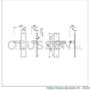 Ami VHB 251/50 veiligheidslangschild SKG*** VHB 251/50 buiten en binnen profielcilinder PC 55 deurkruk 332 F2 deurdikte 38-42 mm 800125