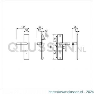 Ami VHB 251/50 veiligheidslangschild SKG*** VHB 251/50 buiten en binnen profielcilinder PC 72 deurkruk 332 F2 deurdikte 38-42 mm 800145