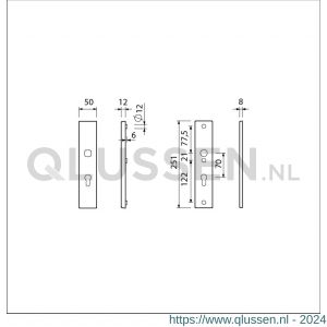 Ami VHB 251/50 veiligheidslangschild SKG*** VHB 251/50 buiten en binnen profielcilinder PC 70 F2 deurdikte 38-42 mm 800161