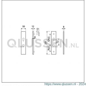 Ami VHB 251/50 senioren veiligheidslangschild SKG** omkeer VHB 251/50 buiten en binnen F2 profielcilinder PC 72 omkeer 2 GTS deurdikte 38-42 mm 800163