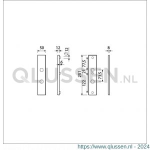 Ami VHB 251/50 veiligheidslangschild SKG*** VHB 251/50 buiten en binnen RC 22,5-73.5 F2 deurdikte 38-42 mm 800181