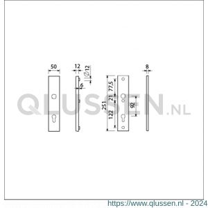 Ami VHB 251/50 veiligheidslangschild SKG*** VHB 251/50 buiten en binnen profielcilinder PC 92 F2 deurdikte 38-42 mm 800191