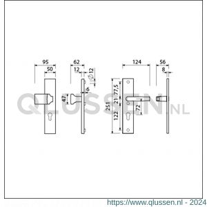 Ami VHB 251/50-144 veiligheidsvoordeur-knoplangschildgarnituur SKG*** VHB 251/50 profielcilinder PC 72 knop Varo 144 F2 profielcilinder PC 72 en deurkruk 332 M6 deurdikte 38-42 mm 800651